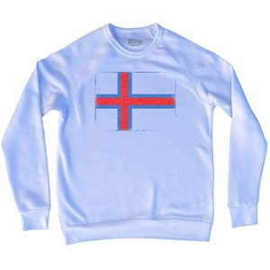 Faroe Islands Country Flag Adult Tri-Blend Sweatshirt - White