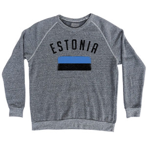 Estonia Country Flag Heritage Adult Tri-Blend Sweatshirt - Athletic Grey Estonia Country Flag Heritage Adult Tri-Blend Sweatshirt - Athletic Grey