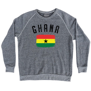 Ghana Country Flag Heritage Adult Tri-Blend Sweatshirt - Athletic Grey