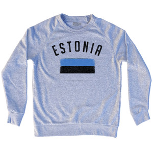 Estonia Country Flag Heritage Adult Tri-Blend Sweatshirt - Heather Grey Estonia Country Flag Heritage Adult Tri-Blend Sweatshirt - Heather Grey
