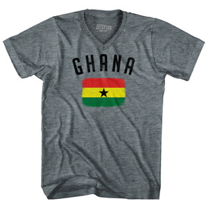 Ghana Country Flag Heritage Adult Tri-Blend V-neck T-shirt - Athletic Grey Ghana Country Flag Heritage Adult Tri-Blend V-neck T-shirt - Athletic Grey