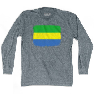 Gabon Country Flag Adult Tri-Blend Long Sleeve T-shirt - Athletic Grey Gabon Country Flag Adult Tri-Blend Long Sleeve T-shirt - Athletic Grey