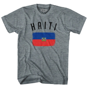 Haiti Country Flag Heritage Adult Tri-Blend T-shirt - Athletic Grey Haiti Country Flag Heritage Adult Tri-Blend T-shirt - Athletic Grey