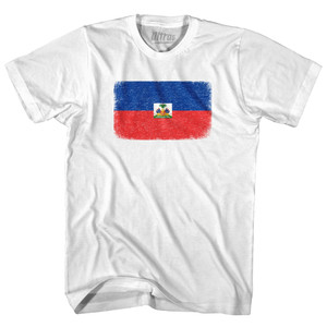 Haiti Country Flag Adult Cotton T-shirt - White