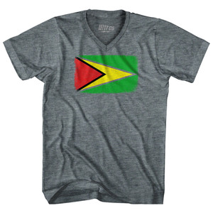 Guyana Country Flag Adult Tri-Blend V-neck T-shirt - Athletic Grey Guyana Country Flag Adult Tri-Blend V-neck T-shirt - Athletic Grey