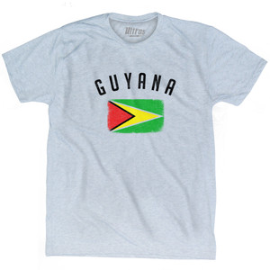 Guyana Country Flag Heritage Adult Tri-Blend T-shirt - Athletic White