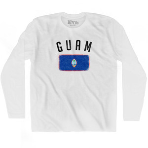 Guam Country Flag Heritage Adult Cotton Long Sleeve T-shirt - White Guam Country Flag Heritage Adult Cotton Long Sleeve T-shirt - White