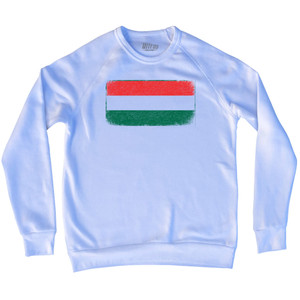 Hungary Country Flag Adult Tri-Blend Sweatshirt - White Hungary Country Flag Adult Tri-Blend Sweatshirt - White