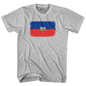 Haiti Country Flag Adult Cotton T-shirt - Grey Heather