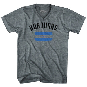 Honduras Country Flag Heritage Tri-Blend V-neck Womens Junior Cut T-shirt - Athletic Grey