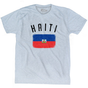 Haiti Country Flag Heritage Adult Tri-Blend T-shirt - Athletic White Haiti Country Flag Heritage Adult Tri-Blend T-shirt - Athletic White