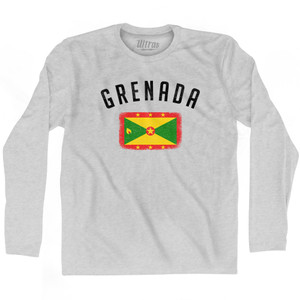 Grenada Country Flag Heritage Adult Cotton Long Sleeve T-shirt - Grey Heather Grenada Country Flag Heritage Adult Cotton Long Sleeve T-shirt - Grey Heather