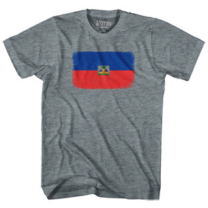 Haiti Country Flag Womens Tri-Blend Junior Cut T-Shirt - Athletic Grey