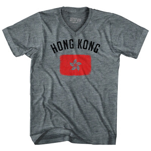 Hong Kong Country Flag Heritage Tri-Blend V-neck Womens Junior Cut T-shirt - Athletic Grey Hong Kong Country Flag Heritage Tri-Blend V-neck Womens Junior Cut T-shirt - Athletic Grey