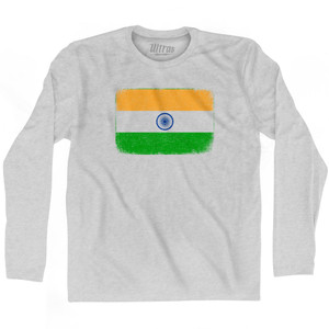India Country Flag Adult Cotton Long Sleeve T-shirt - Grey Heather India Country Flag Adult Cotton Long Sleeve T-shirt - Grey Heather