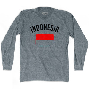 Indonesia Country Flag Heritage Adult Tri-Blend Long Sleeve T-shirt - Athletic Grey Indonesia Country Flag Heritage Adult Tri-Blend Long Sleeve T-shirt - Athletic Grey