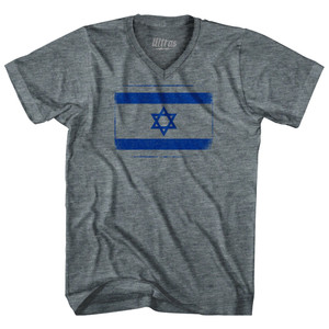 Israel Country Flag Adult Tri-Blend V-neck T-shirt - Athletic Grey Israel Country Flag Adult Tri-Blend V-neck T-shirt - Athletic Grey