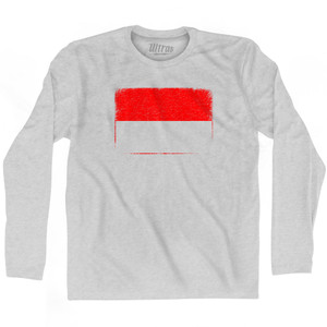 Indonesia Country Flag Adult Cotton Long Sleeve T-shirt - Grey Heather Indonesia Country Flag Adult Cotton Long Sleeve T-shirt - Grey Heather