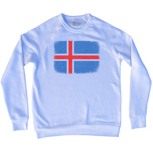 Iceland Country Flag Adult Tri-Blend Sweatshirt - White