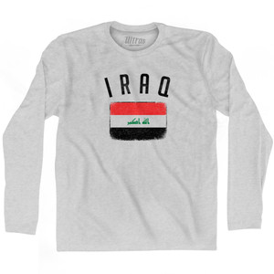 Iraq Country Flag Heritage Adult Cotton Long Sleeve T-shirt - Grey Heather Iraq Country Flag Heritage Adult Cotton Long Sleeve T-shirt - Grey Heather