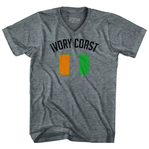 Ivory Coast Country Flag Heritage Tri-Blend V-neck Womens Junior Cut T-shirt - Athletic Grey Ivory Coast Country Flag Heritage Tri-Blend V-neck Womens Junior Cut T-shirt - Athletic Grey