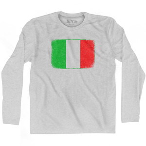 Italy Country Flag Adult Cotton Long Sleeve T-shirt - Grey Heather Italy Country Flag Adult Cotton Long Sleeve T-shirt - Grey Heather