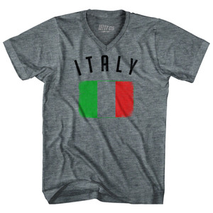Italy Country Flag Heritage Tri-Blend V-neck Womens Junior Cut T-shirt - Athletic Grey Italy Country Flag Heritage Tri-Blend V-neck Womens Junior Cut T-shirt - Athletic Grey