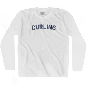 Curling Adult Cotton Long Sleeve T-shirt - White