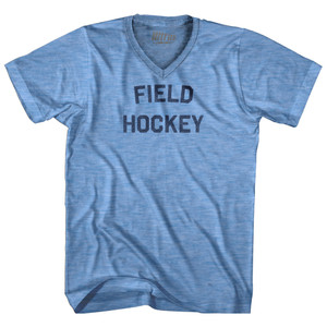Field Hockey Adult Tri-Blend V-neck T-shirt - Athletic Blue