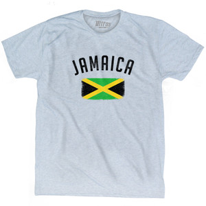 Jamaica Country Flag Heritage Adult Tri-Blend T-shirt - Athletic White Jamaica Country Flag Heritage Adult Tri-Blend T-shirt - Athletic White