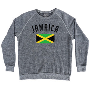 Jamaica Country Flag Heritage Adult Tri-Blend Sweatshirt - Athletic Grey Jamaica Country Flag Heritage Adult Tri-Blend Sweatshirt - Athletic Grey