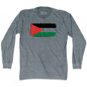 Jordan Country Flag Adult Tri-Blend Long Sleeve T-shirt - Athletic Grey Jordan Country Flag Adult Tri-Blend Long Sleeve T-shirt - Athletic Grey