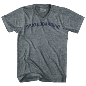 Skateboarding Adult Tri-Blend V-neck T-shirt - Athletic Grey
