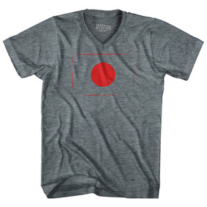 Japan Country Flag Adult Tri-Blend V-neck T-shirt - Athletic Grey Japan Country Flag Adult Tri-Blend V-neck T-shirt - Athletic Grey