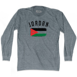 Jordan Country Flag Heritage Adult Tri-Blend Long Sleeve T-shirt - Athletic Grey Jordan Country Flag Heritage Adult Tri-Blend Long Sleeve T-shirt - Athletic Grey