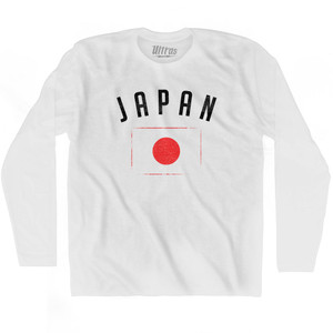Japan Country Flag Heritage Adult Cotton Long Sleeve T-shirt - White Japan Country Flag Heritage Adult Cotton Long Sleeve T-shirt - White
