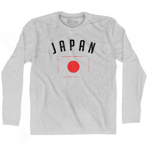 Japan Country Flag Heritage Adult Cotton Long Sleeve T-shirt - Grey Heather Japan Country Flag Heritage Adult Cotton Long Sleeve T-shirt - Grey Heather