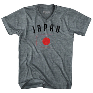 Japan Country Flag Heritage Adult Tri-Blend V-neck T-shirt - Athletic Grey