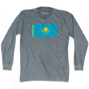 Kazakhstan Country Flag Adult Tri-Blend Long Sleeve T-shirt - Athletic Grey Kazakhstan Country Flag Adult Tri-Blend Long Sleeve T-shirt - Athletic Grey
