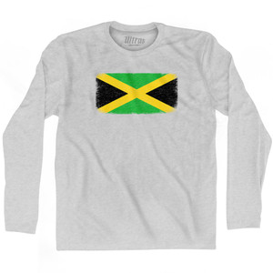 Jamaica Country Flag Adult Cotton Long Sleeve T-shirt - Grey Heather Jamaica Country Flag Adult Cotton Long Sleeve T-shirt - Grey Heather