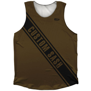 Custom Sash Left To Right Athletic Tank Top - Brown Dark And Black Custom Sash Left To Right Athletic Tank Top - Brown Dark And Black