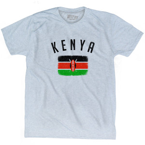 Kenya Country Flag Heritage Adult Tri-Blend T-shirt - Athletic White
