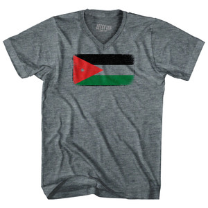 Jordan Country Flag Adult Tri-Blend V-neck T-shirt - Athletic Grey Jordan Country Flag Adult Tri-Blend V-neck T-shirt - Athletic Grey