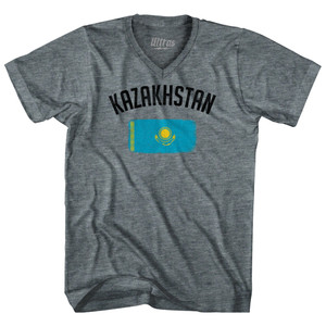 Kazakhstan Country Flag Heritage Tri-Blend V-neck Womens Junior Cut T-shirt - Athletic Grey Kazakhstan Country Flag Heritage Tri-Blend V-neck Womens Junior Cut T-shirt - Athletic Grey