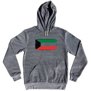 Kuwait Country Flag Tri-Blend Hoodie - Athletic Grey
