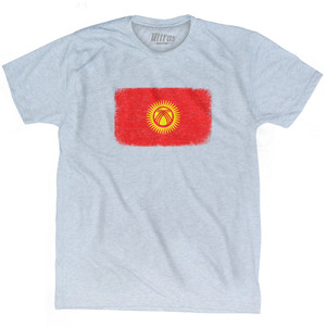 Kyrgyzstan Country Flag Adult Tri-Blend T-shirt - Athletic White