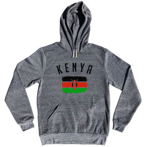 Kenya Country Flag Heritage Tri-Blend Hoodie - Athletic Grey