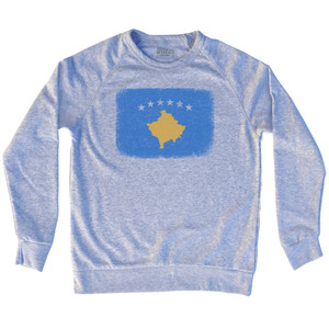 Kosovo Country Flag Adult Tri-Blend Sweatshirt - Heather Grey