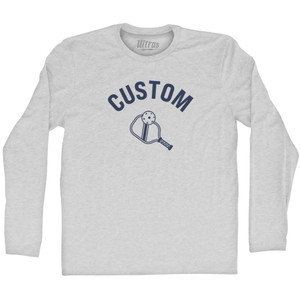 Custom Pickleball Adult Cotton Long Sleeve T-shirt - Grey Heather