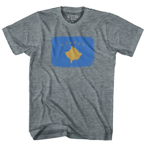 Kosovo Country Flag Adult Tri-Blend T-shirt - Athletic Grey